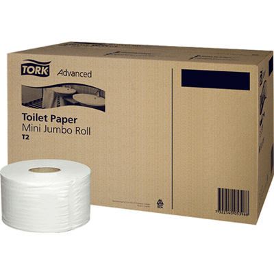 Тоалетна хартия Tork Mini Jumbo, двупластова, 170 m, 12 броя