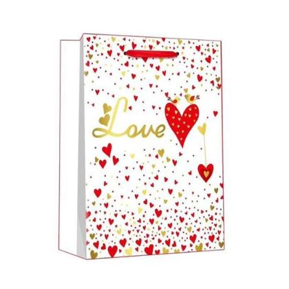 Подаръчна торбичка Love, 26 х 32 х 12 cm, снежнобяла
