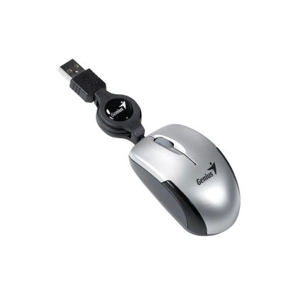 Мишка Genius Micro Traveler, с кабел, USB Type-A, 3 бутона, сребриста