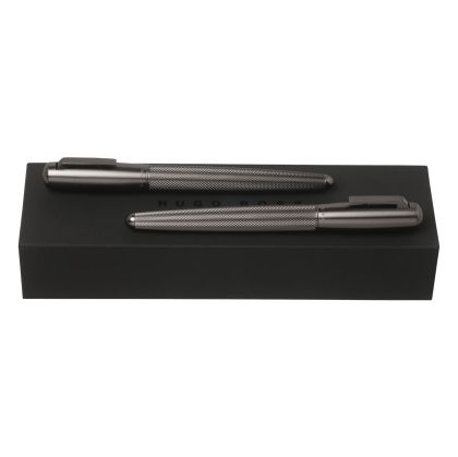 Hugo Boss Комплект ролер и писалка Pure Matt, в кутия, тъмен хром
