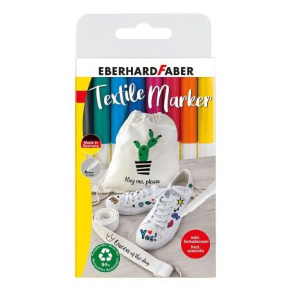 Eberhard Faber Маркер за текстил, с шаблони, 8 цвята