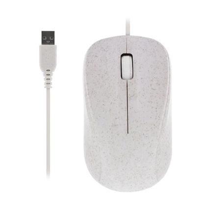 Мишка TNB Mueco, еко, с кабел, 3 бутона, 1000 dpi, USB, бяла