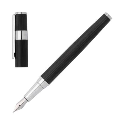 Hugo Boss Писалка Gear Pinstripe, в кутия, черно-сребриста