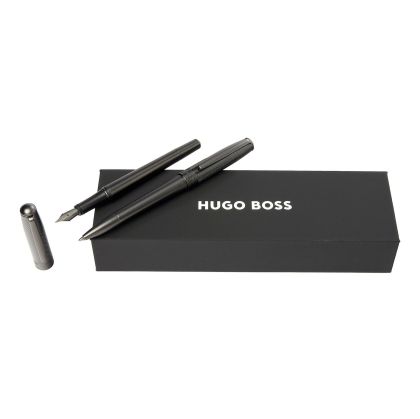 Hugo Boss Комплект писалка и химикалка Essential Metal, в кутия, хром