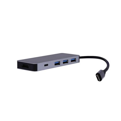 USB Хъб TNB 6 в 1, Type-C, сив