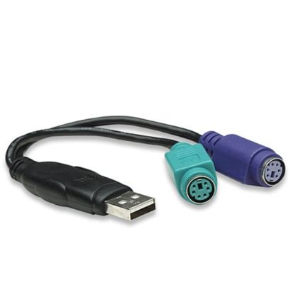Преходник Manhattan, PS/2 към USB 2.0 A Male, с две PS/2 разклонения, женско USB A