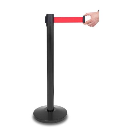 Ограничително колче, черно, с червена лента, 235 cm, ш 320 mm, в 920 mm