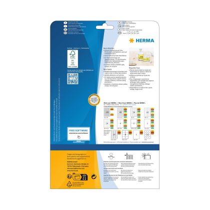 Herma Самозалепващи се етикети, A4, 210 х 297 mm, оранжеви, 20 листа