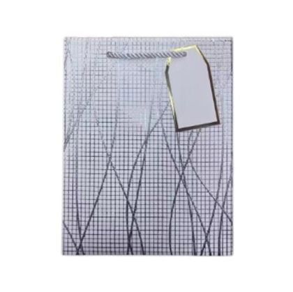 Подаръчна торбичка, вълни, 26 х 32 х 10 cm, сребриста