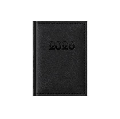 Календар-бележник Казанова, с дати, 10 x 15 cm, кожена подвързия, черен