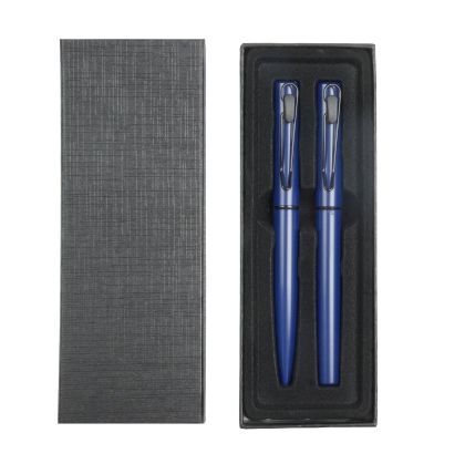 Office 1 Комплект химикалка и ролер Caligo, метални, сини