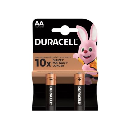 Алкална батерия Duracell, AA, LR6, 1.5 V, 2 броя