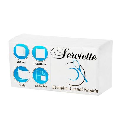 Салфетки, 1/4 сгъвка, гофрирани, 30 х 30 cm, 500 броя