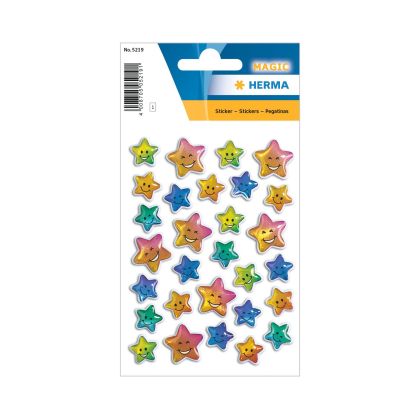 Herma Самозалепващи се етикети Звезди, обемни, цветни, 1 лист