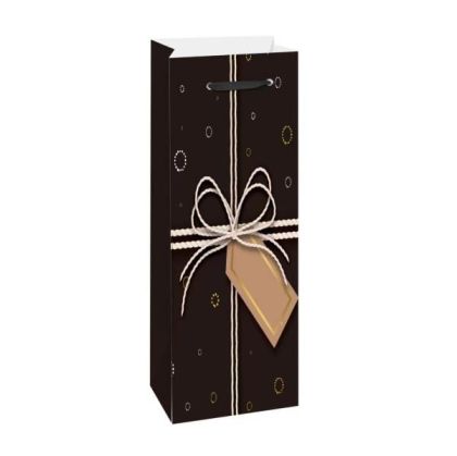 Торбичка за вино, панделка, 12 х 35 х 9 cm, черна