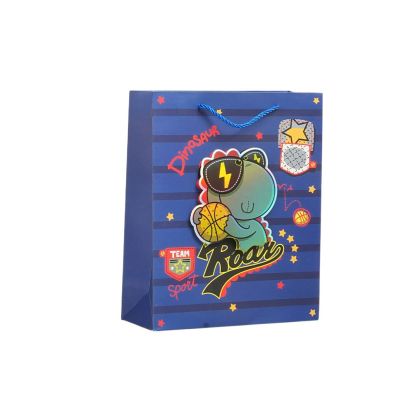 Подаръчна торбичка Динозавър, 3D, детска, 26 х 32 х 10 cm, синя