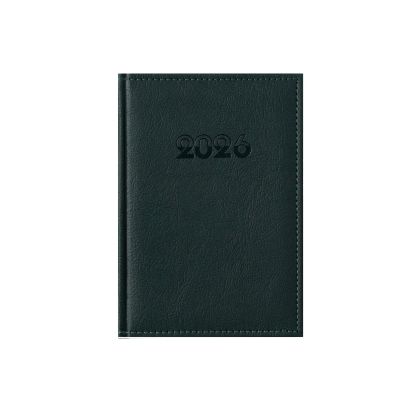 Календар-бележник Европа, с дати, A5, кожена подвързия, зелен