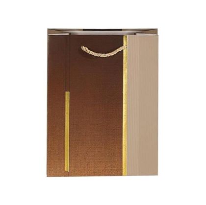 Подаръчна торбичка, 26 х 32 х 10 cm, кафява, със златиста лента