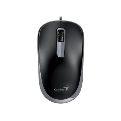 Мишка Genius DX-125S, с кабел, безшумна, USB, 3 бутона, черно-сива