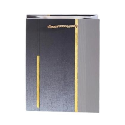 Подаръчна торбичка, 26 х 32 х 10 cm, сива, със златиста лента