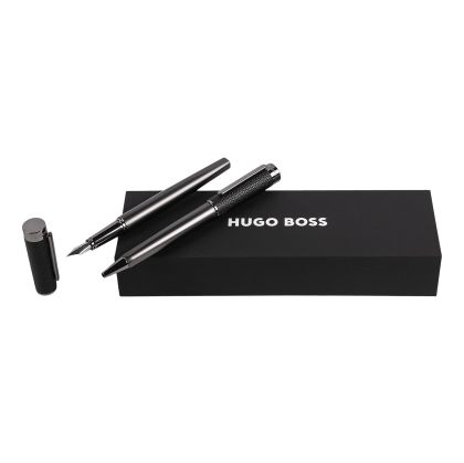 Hugo Boss Комплект химикалка и писалка Corium, в кутия, черни