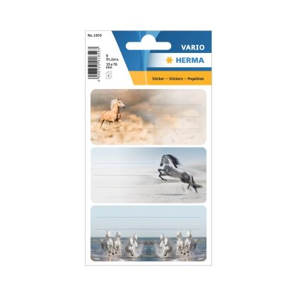 Herma Самозалепващи се етикети Коне, ученически, 9 броя