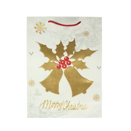 Подаръчна торбичка Merry Christmas - Камбанки, коледна, 30 х 40 х 12 cm