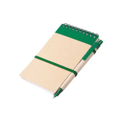 Office 1 Комплект Atina, тефтер със спирала и химикалка, А6, зелени