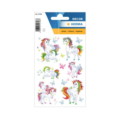 Herma Самозалепващи се етикети Еднорози, 3 листа