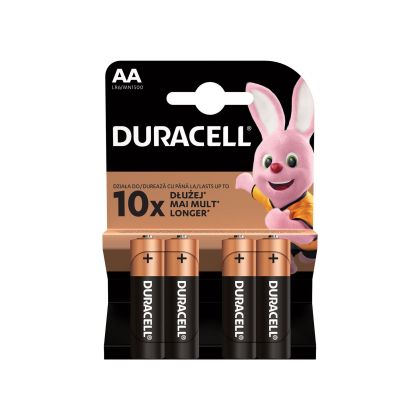 Алкална батерия Duracell, AA, LR6, 1.5 V, 4 броя