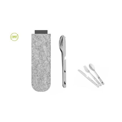 Office 1 Лъжица, вилица и нож Survival, в калъф