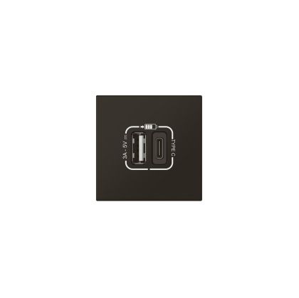 Legrand Розетка Mosaic, USB Type-A+C, с 2 модула, черна
