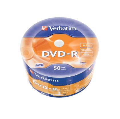 DVD-R Verbatim, 4.7 GB, 16x, AZO покритие, 50 броя, фолирани