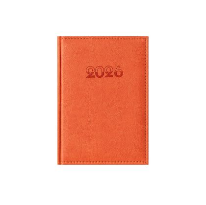 Календар-бележник Европа, с дати, A5, кожена подвързия, оранжев
