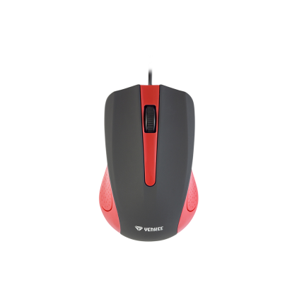 Мишка Yenkee 1015RD, оптична, USB, с кабел, 3 бутона, червена