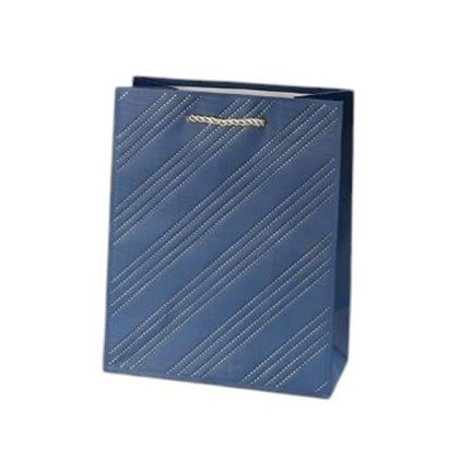 Подаръчна торбичка, имитация на шев, 18 х 23 х 10 cm, синя