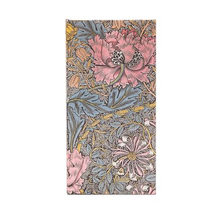 Paperblanks Планер Morris Pink, Slim, хоризонтален, твърда корица, 80 листа, за 2025 година