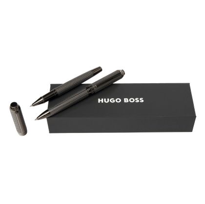 Hugo Boss Комплект химикалка и ролер Elemental, в кутия, хром