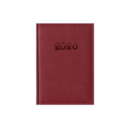 Календар-бележник Европа, с дати, A5, кожена подвързия, бордо