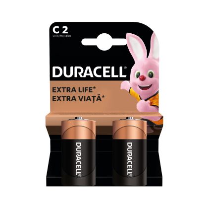 Алкална батерия Duracell, C, LR14, 1.5 V, 2 броя