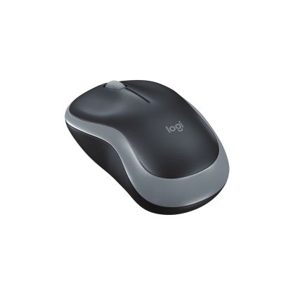 Мишка Logitech M185, безжична, оптична, 3 бутона, USB, черно-сива
