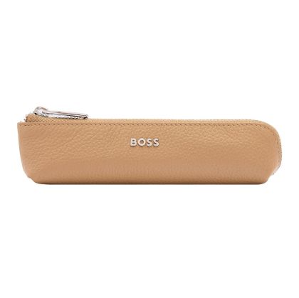 Hugo Boss Несесер Classic Grained, с цип, малък, карамел