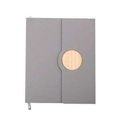 Office 1 Тефтер Tokyo, А5, с магнитно затваряне, бамбуков кръг, 80 листа, сив