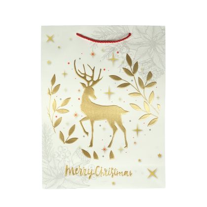 Подаръчна торбичка Merry Christmas - Елен, коледна, 30 х 40 х 12 cm
