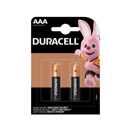 Алкална батерия Duracell, AAA, LR03, 1.5 V, 2 броя