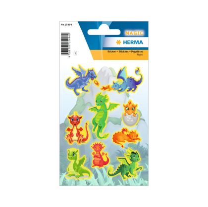 Herma Самозалепващи се етикети Дракони, неонови, 3 листа