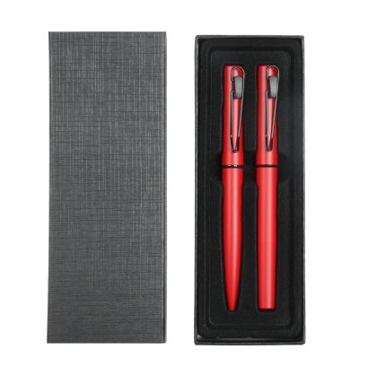 Office 1 Комплект химикалка и ролер Caligo, метални, червени