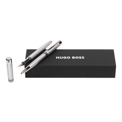 Hugo Boss Комплект писалка и химикалка Filament Chrome, в кутия, сребристи