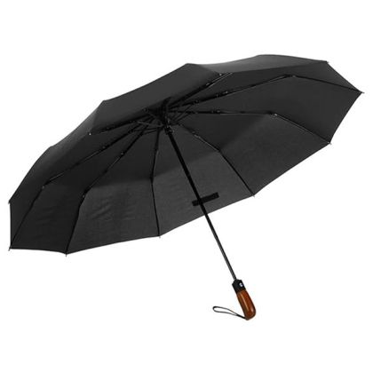 Office 1 Чадър Open/Close, автоматичен, диаметър 105 cm, дървена дръжка, черен