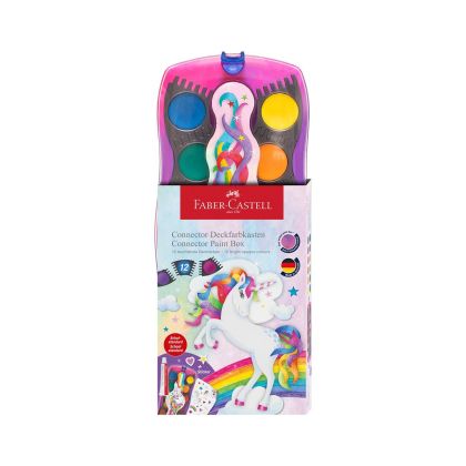 Faber-Castell Акварелни бои Еднорог Connector, 12 цвята